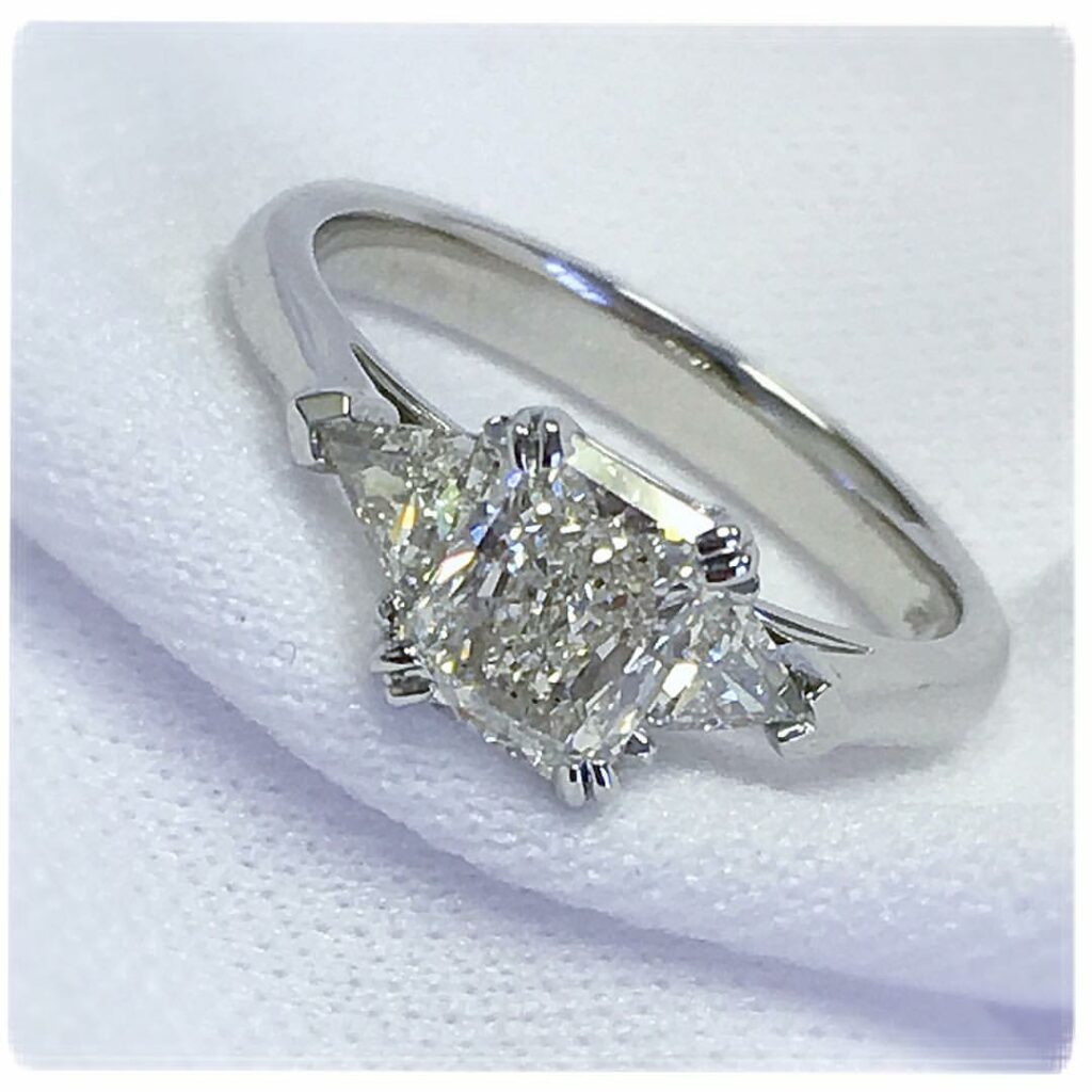 radiant cut trilogy ring