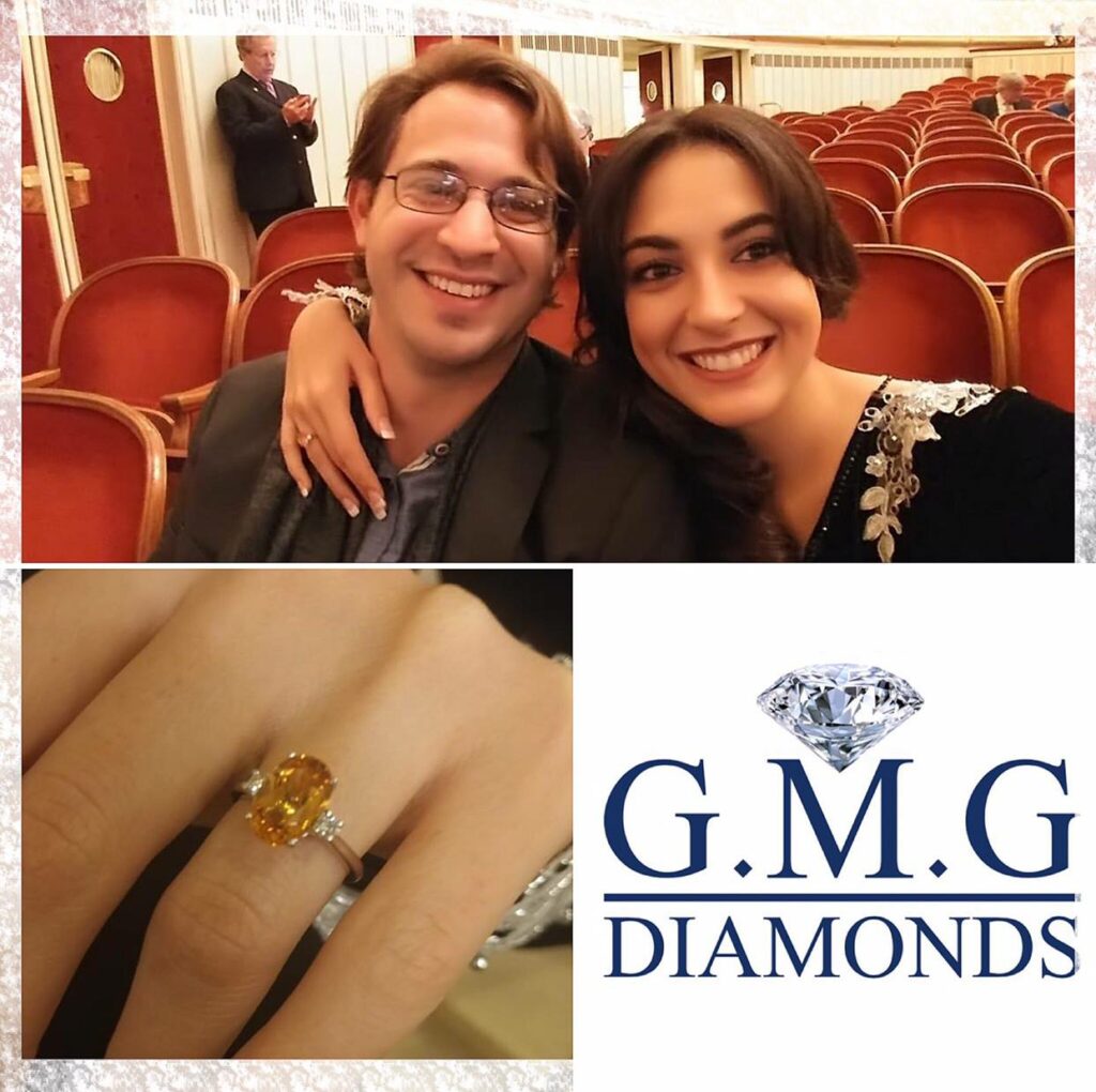 happy engagement couple