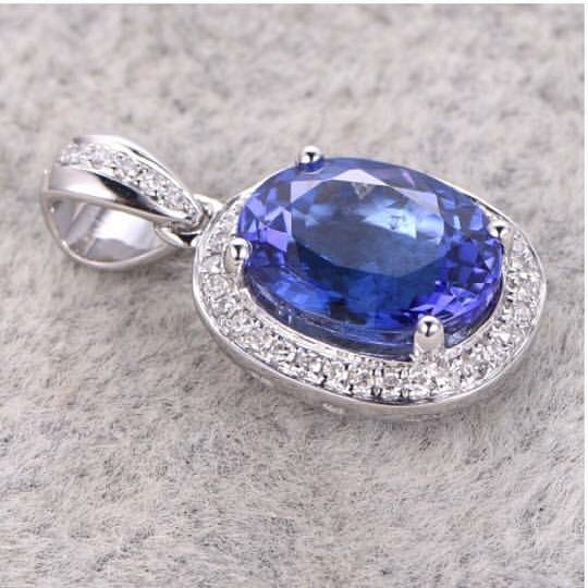tanzanite diamond crusted pendant