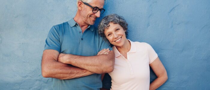 elderly couple smiling
